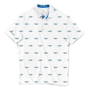SCALES NWT Tropical Marlin Golf Polo Small White